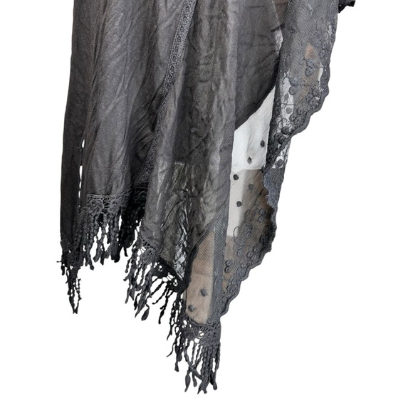 Crosstree Black Shawl Scarf OS Wrap Lacey Arm Holes Whimigoth Dark Romantic - Picture 11 of 12